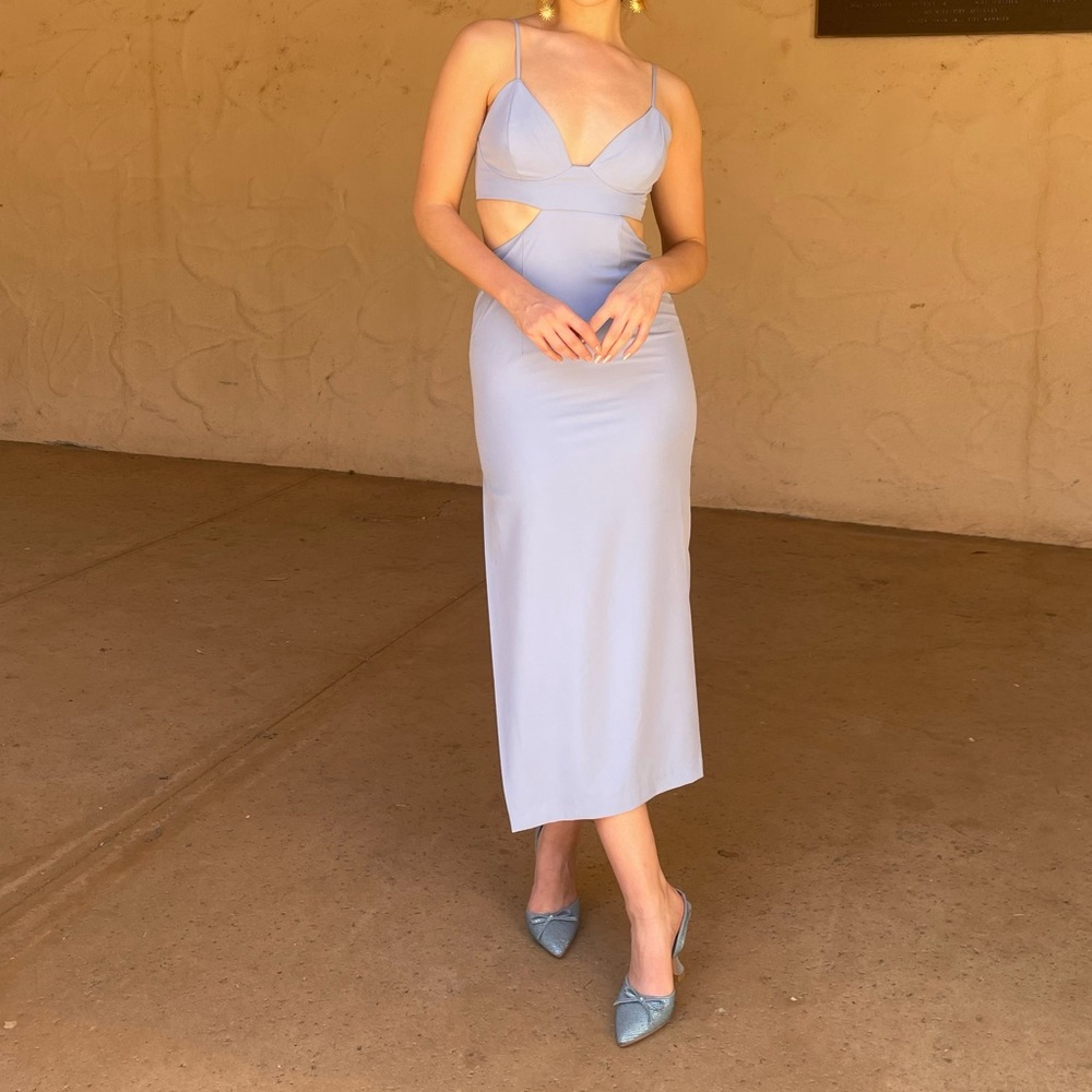 Bardot light blue cutout midi dress